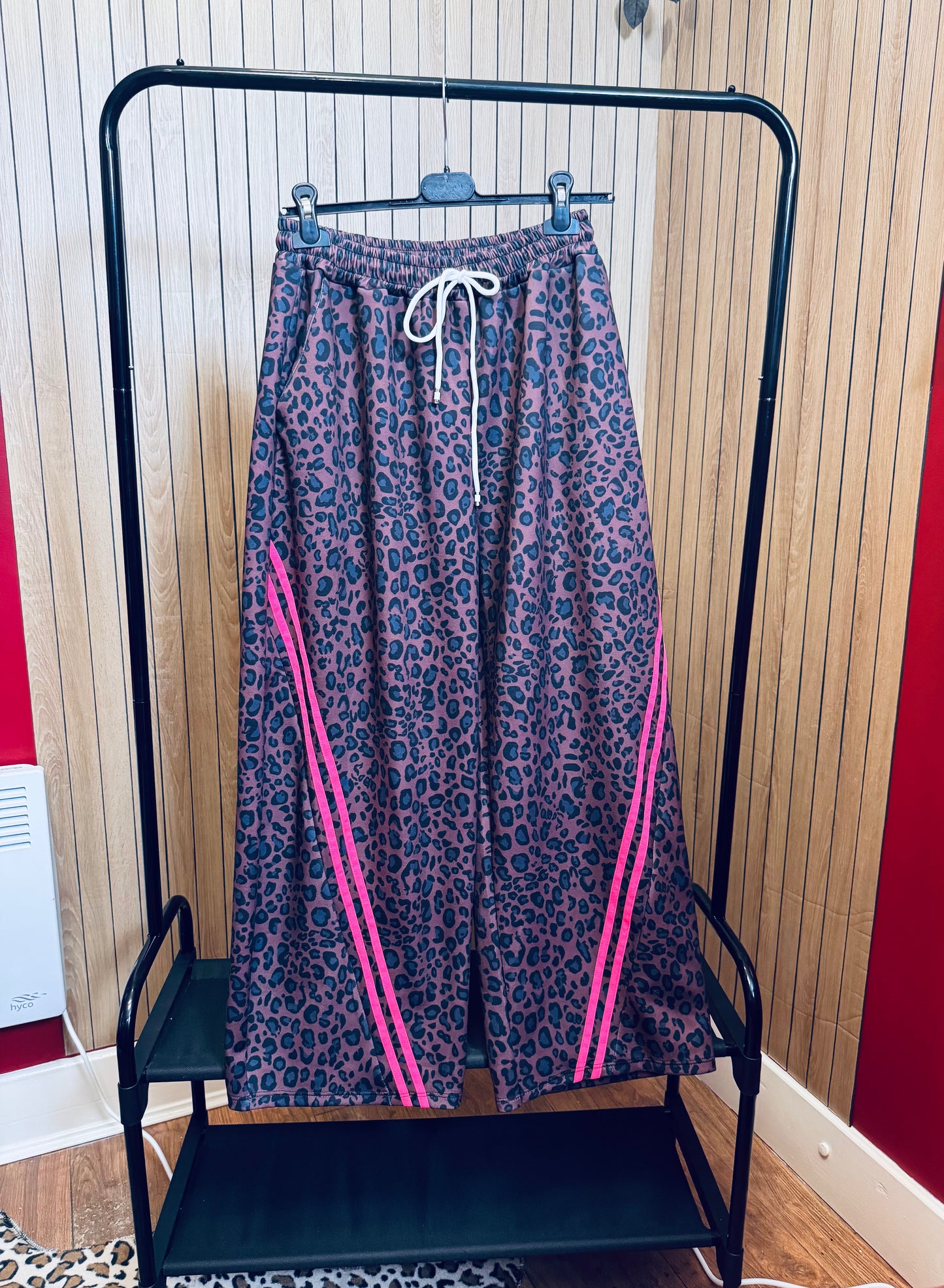 Leopard Contrast Stripe Balloon Leg Trousers